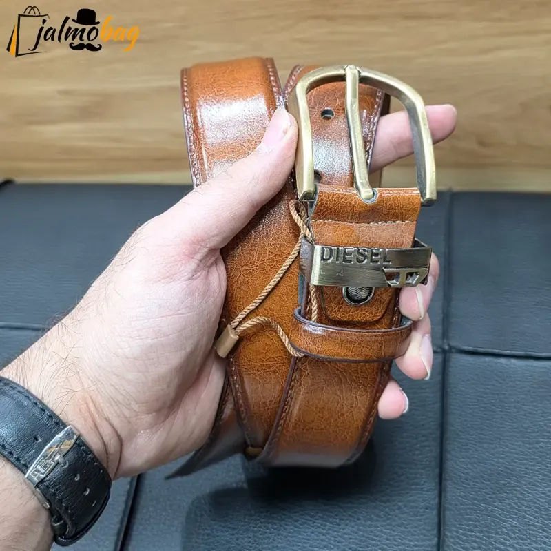 کمربند چرم صنعتی زبانه دار 4 سانت طول 125 سانتی متر سگک خارجی - تصویر 3