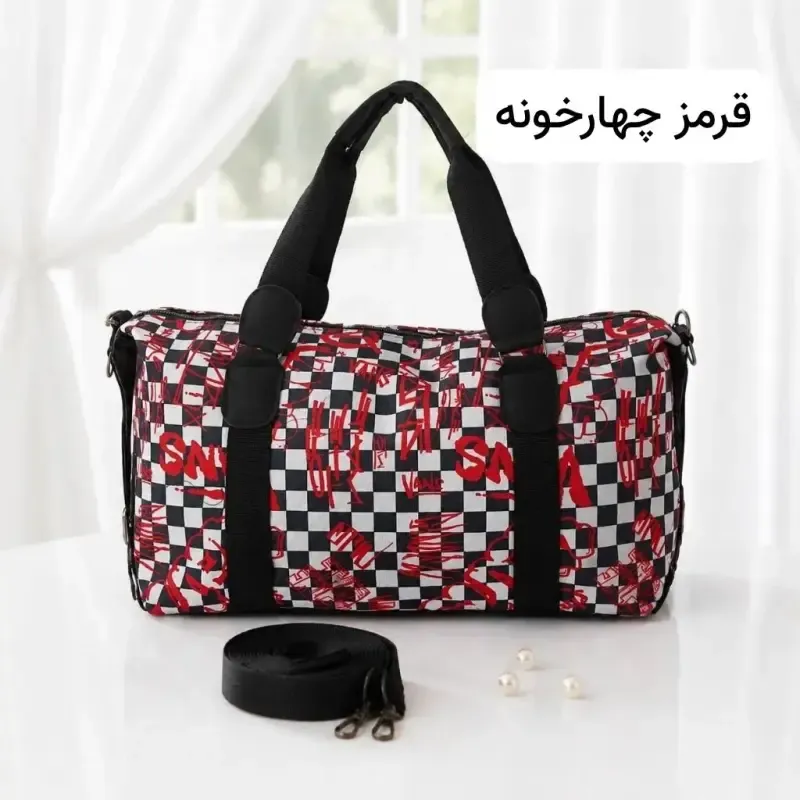 ساک مسافرتی و استخری پارچه ای کره ای با بند بلند و زیپ - تصویر 7
