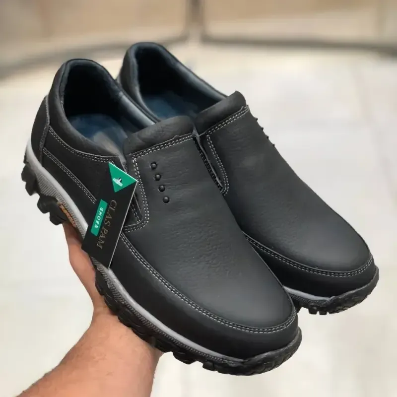 کفش چرم مردانه کلاسیک تمام چرم گاوی زیره ترمو مشکی - تصویر 3