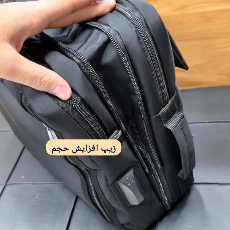 کیف اداری لپتاپی 3 کاره بنلتون جنس دیبا ضخیم رنگ مشکی - تصویر 10
