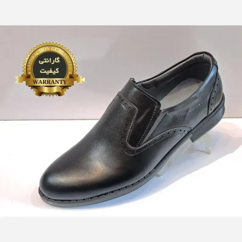 کفش اسپرت مردانه چرم صنعتی مدل رویال رنگ مشکی - تصویر 2