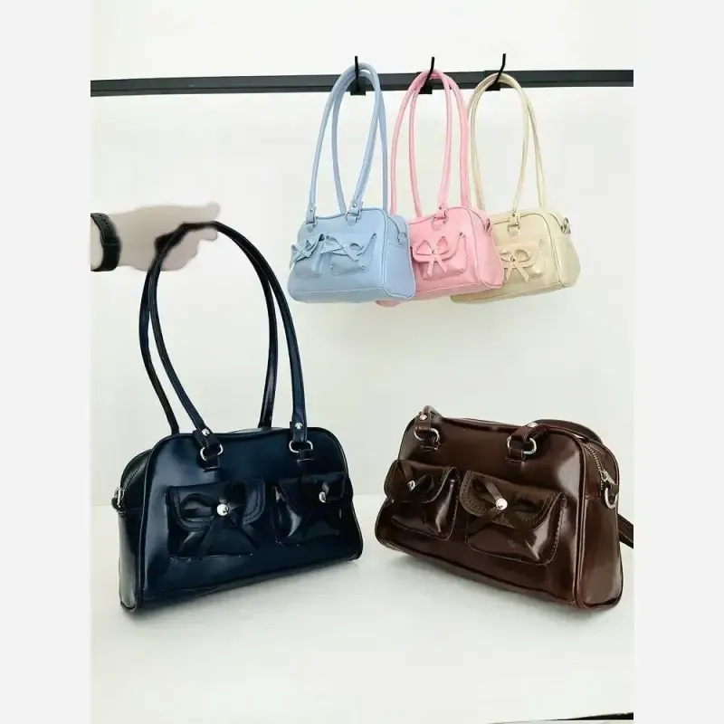 کیف دستی زنانه مدل پاپیونی جیبدار صابونی رنگبندی متنوع - تصویر 3