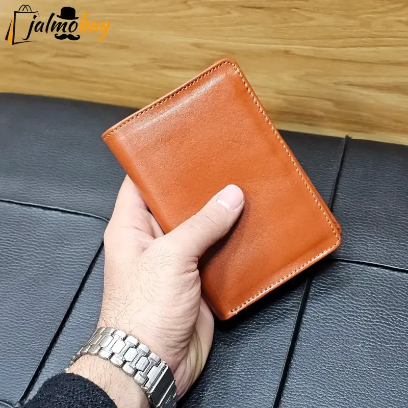 کیف پول جیبی چرم طبیعی گاوی دوخت تمیز با جای اسکناس و جاکارتی - تصویر 4