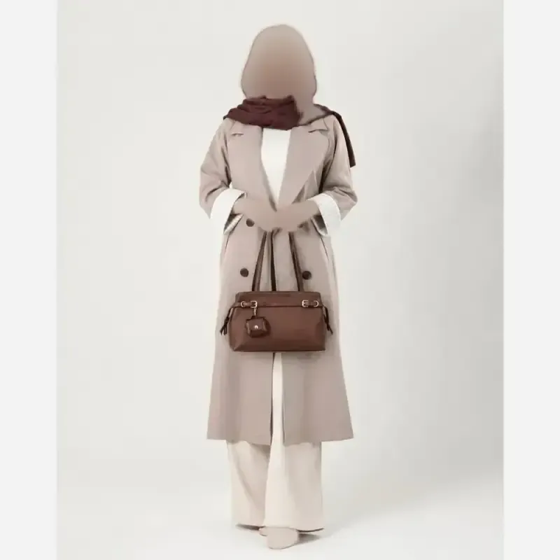 کیف زنانه جادار جنس شرانگ سایز 30 در 20 رنگ کرم نسکافه ای شکلاتی مشکی - تصویر 10