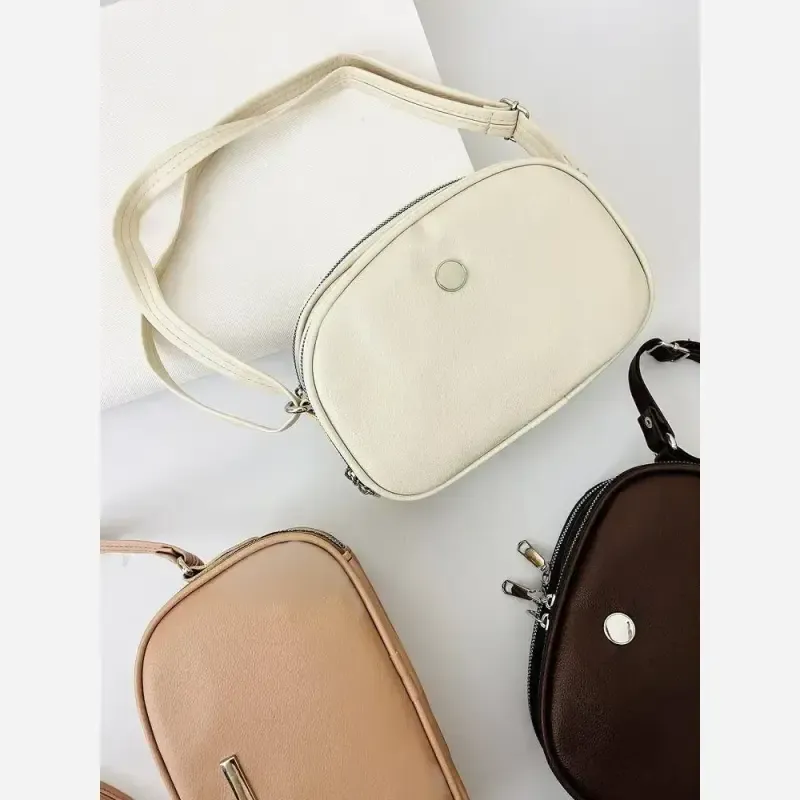 کیف سالی سه خانه مشکی شکلاتی کرم نسکافه ای سایز 22 در 15 - تصویر 2