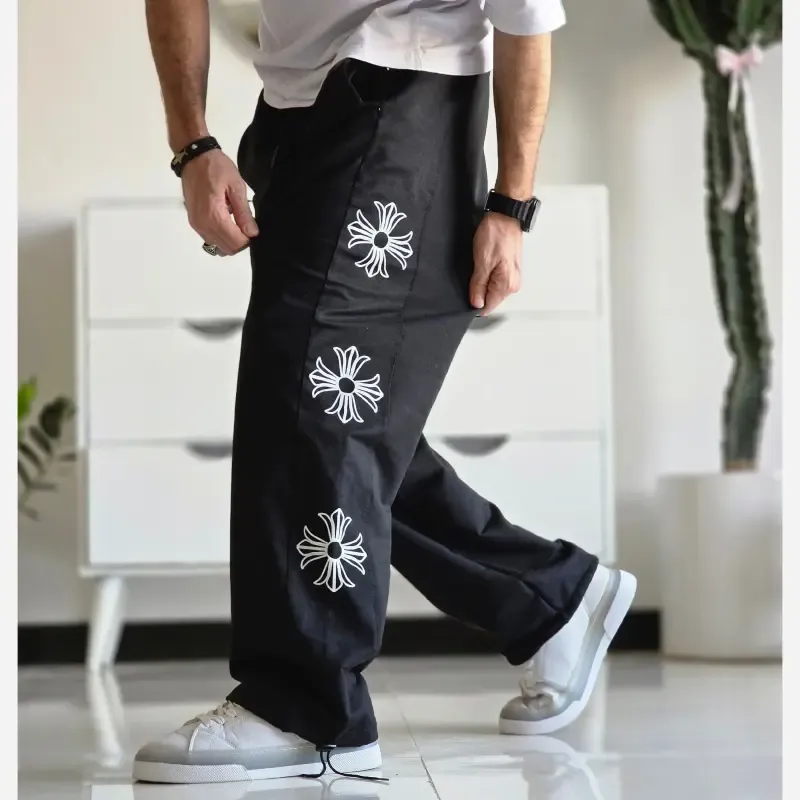 شلوار اسلش بگ کروم هارتز رنگ مشکی جنس گلکسی اسپان سایز XXL و XXXL - تصویر 6