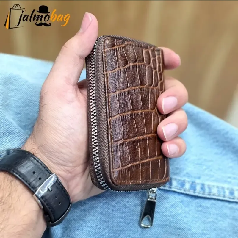 جاکارتی زیپدار چرم طبیعی گاوی مناسب آقایان و خانمها ابعاد 11 در 7 سانتیمتر - تصویر 7