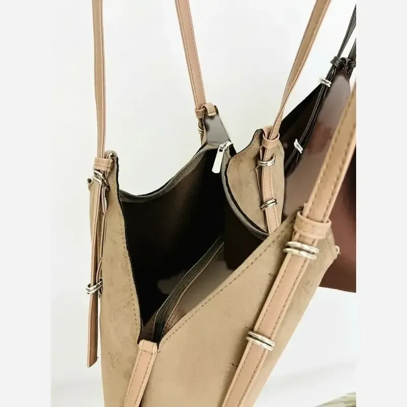 کیف دستی زنانه الیزا جیر موکا شکلاتی وارداتی پاییزه به همراه کیف آرایشی - تصویر 2