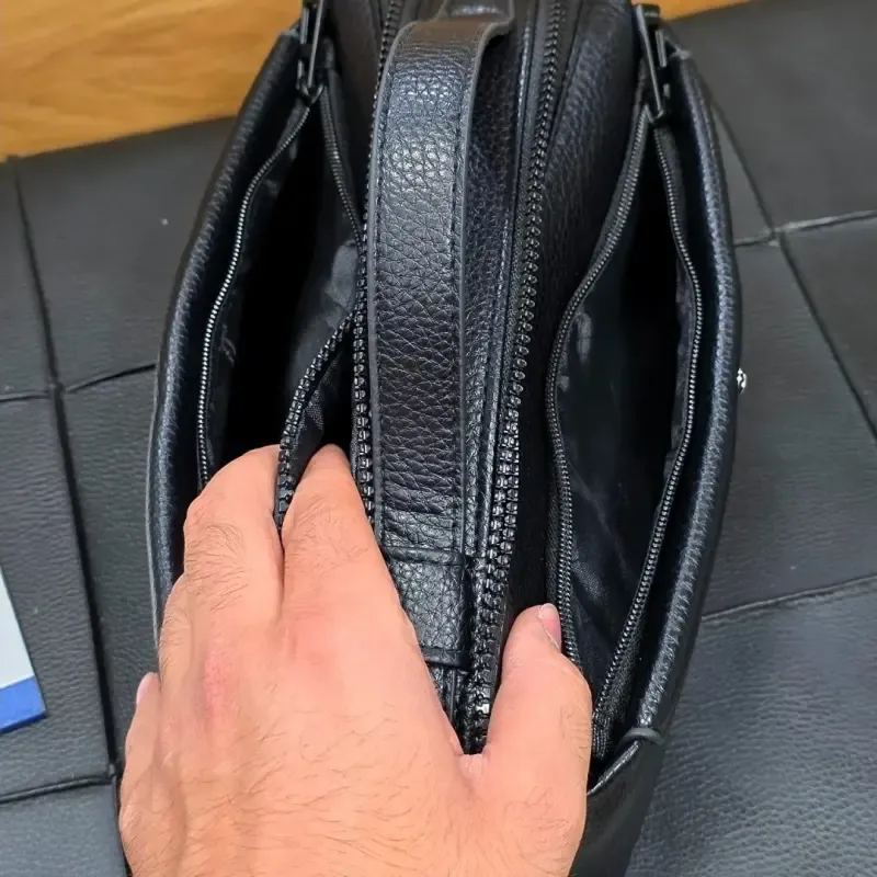 کیف دستی دوحالته مونت بلانک چرم وارداتی چهار زیپ - تصویر 6