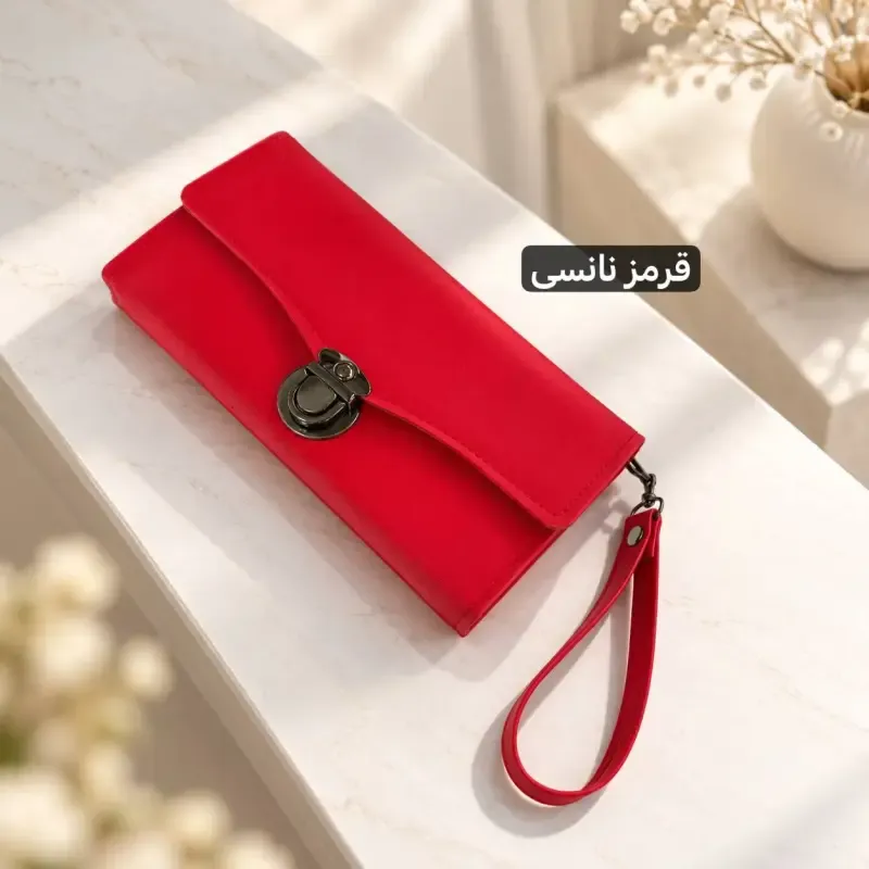 کیف پول زنانه پارچه ای نانسی قفل دار جیب دار - تصویر 7