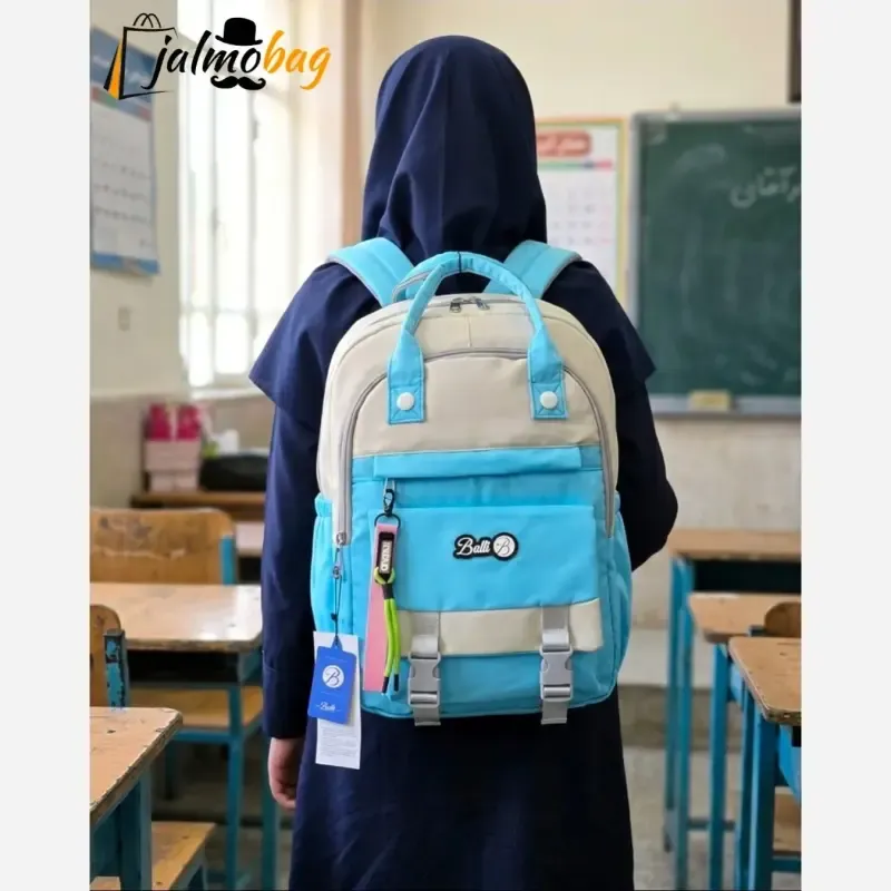 کوله پشتی مدرسه ضد آب رنگی مناسب دبستان و راهنمایی - تصویر 7