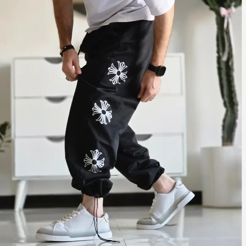 شلوار اسلش بگ کروم هارتز رنگ مشکی جنس گلکسی اسپان سایز XXL و XXXL - تصویر 7