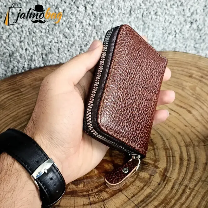 جاکارتی زیپدار چرم طبیعی گاوی مناسب آقایان و خانمها ابعاد 11 در 7 سانتیمتر - تصویر 14