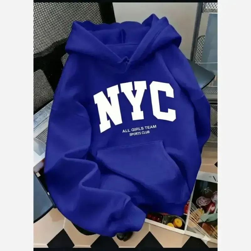 هودی زنانه دورس داخل کرکی طرح NYC فری سایز - تصویر 7