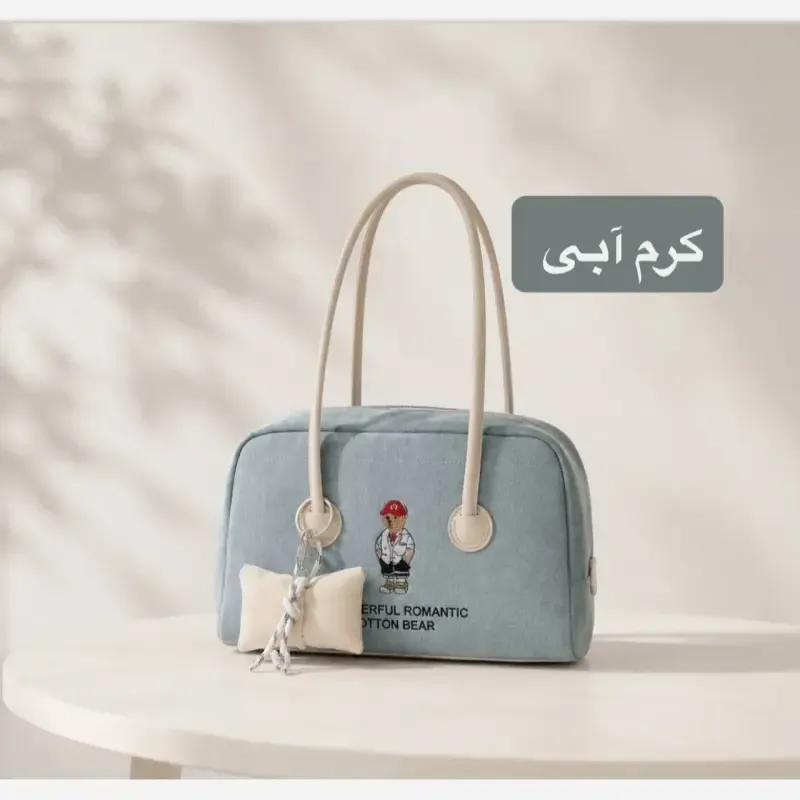 کیف زنانه روزمره پارچه ای طرح کنف با آستر ساتن - تصویر 7