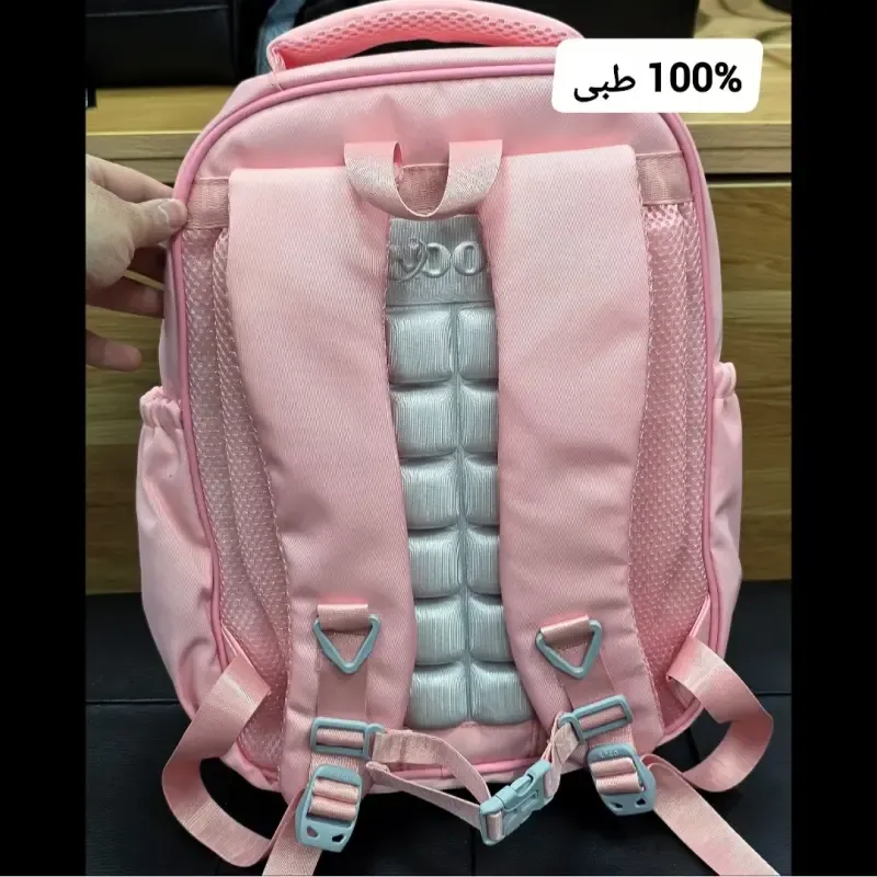 کوله پشتی دخترانه کرومی ضد آب مناسب کلاس اول تا چهارم طبی و جادار - تصویر 9
