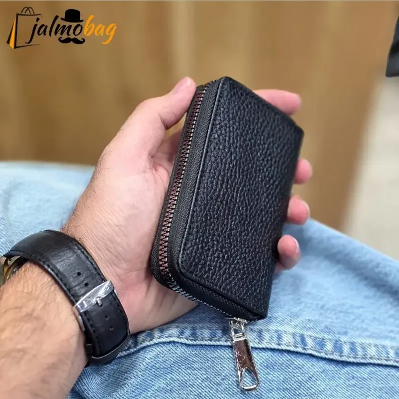 جاکارتی زیپدار چرم طبیعی گاوی مناسب آقایان و خانمها ابعاد 11 در 7 سانتیمتر - تصویر 6