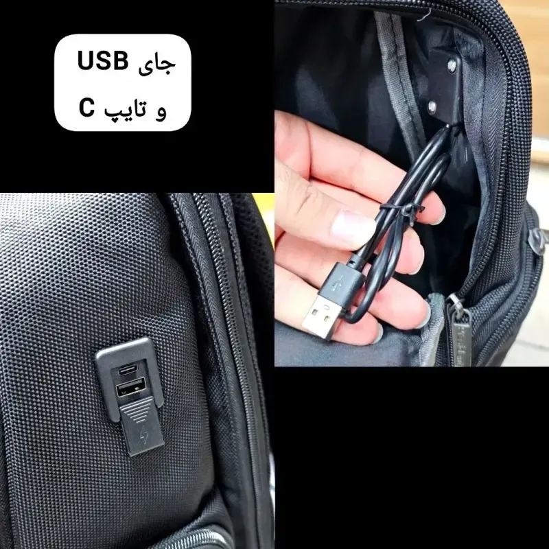 کوله پشتی وارداتی پرزیدنت ضد آب لپ تاپ دار سه خانه - تصویر 13