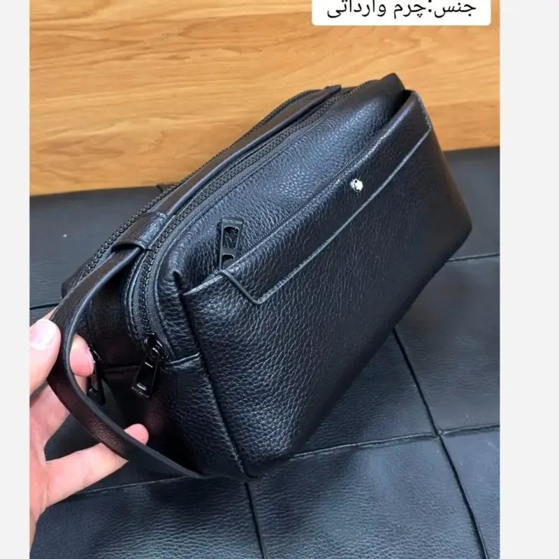 کیف دستی دوحالته مونت بلانک چرم وارداتی چهار زیپ - تصویر 11