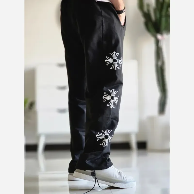 شلوار اسلش بگ کروم هارتز رنگ مشکی جنس گلکسی اسپان سایز XXL و XXXL - تصویر 3