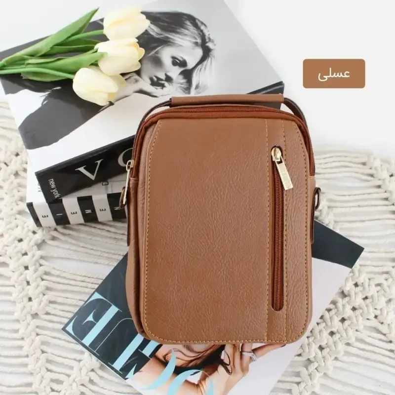 کیف دوشی مردانه چرم مصنوعی اسپرت روزمره مدل زیپی - تصویر 2
