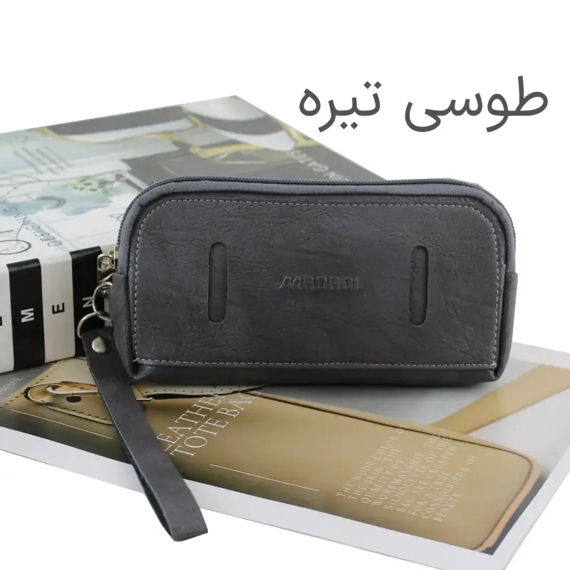 جاکارتی چرم مصنوعی زنانه مدل دکمه دار با 8 جیب داخلی - تصویر 4