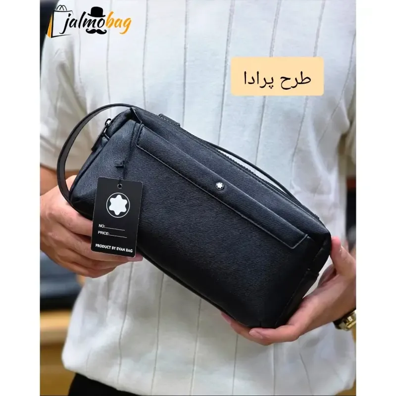 کیف دستی دوحالته مونت بلانک چرم وارداتی چهار زیپ - تصویر 4