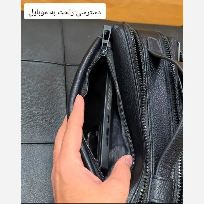 کیف دستی دوحالته مونت بلانک چرم وارداتی چهار زیپ - تصویر 17