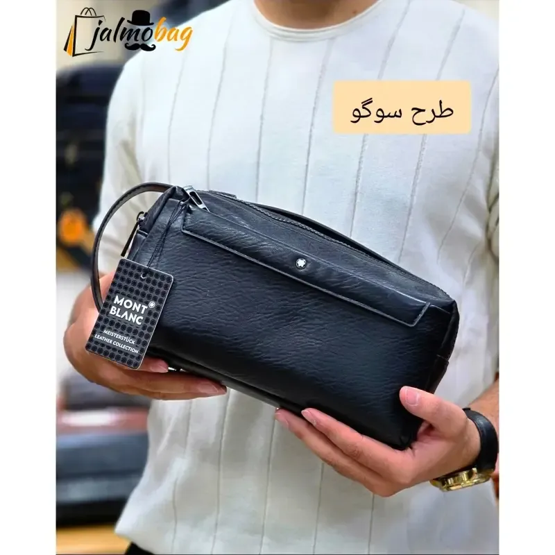 کیف دستی دوحالته مونت بلانک چرم وارداتی چهار زیپ - تصویر 3