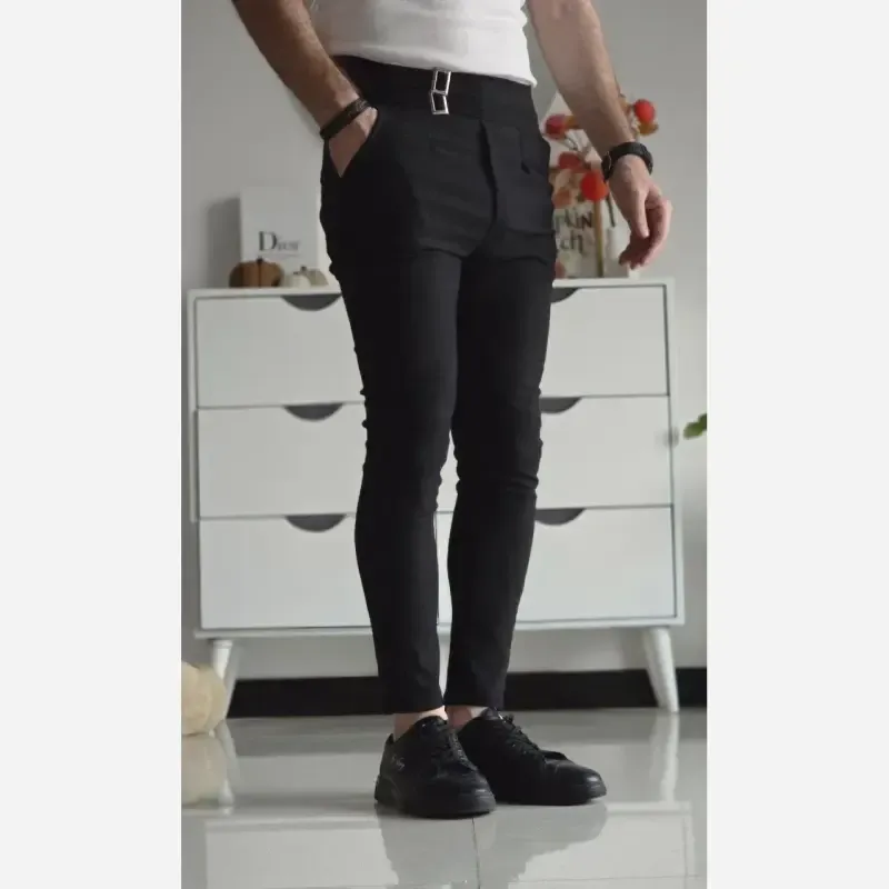 شلوار کمر انگلیسی زنانه پارچه بنگال رنگ مشکی طوسی سفید نخودی سبز سایز XL و XXL - تصویر 6