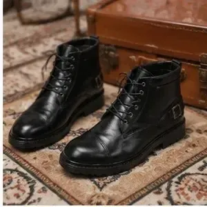 کفش نیم بوت اسپرت مردانه چرم صنعتی رنگ مشکی - تصویر 6