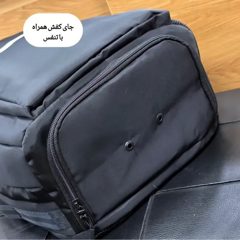 کوله پشتی ورزشی اسپرت پارچه ساتن خارجی 3 خونه جادار جای کتونی جیب قمقمه بند ضد تعریق زنانه مردانه - تصویر 11