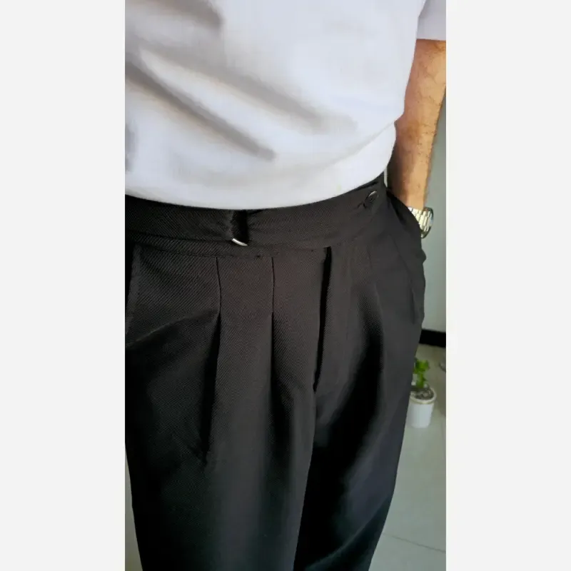 شلوار بگ پارچه ای کجراه مشکی کمر ایتالیایی سایز L تا 3XL - تصویر 8