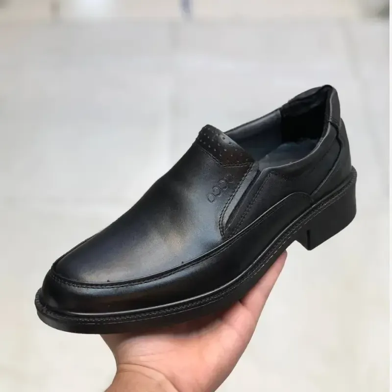 کفش چرم مجلسی مردانه مدل کلاسیک بیبندی مشکی - تصویر 4