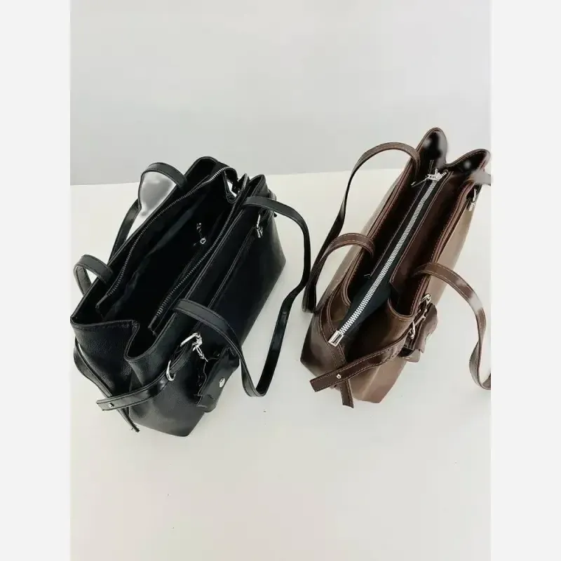 کیف زنانه جادار جنس شرانگ سایز 30 در 20 رنگ کرم نسکافه ای شکلاتی مشکی - تصویر 2