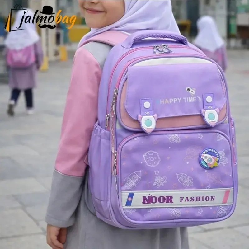کوله پشتی ابتدایی دخترانه ضد آب ریپس وارداتی مناسب کلاس اول تا چهارم طبی و ضد تعریق - تصویر 2