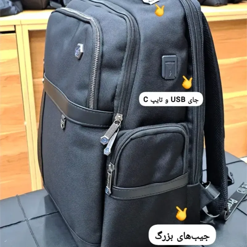 کوله پشتی وارداتی پرزیدنت ضد آب لپ تاپ دار سه خانه - تصویر 12