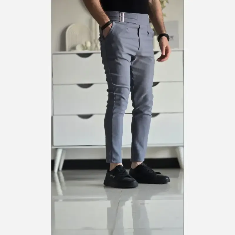 شلوار کمر انگلیسی زنانه پارچه بنگال رنگ مشکی طوسی سفید نخودی سبز سایز XL و XXL - تصویر 2