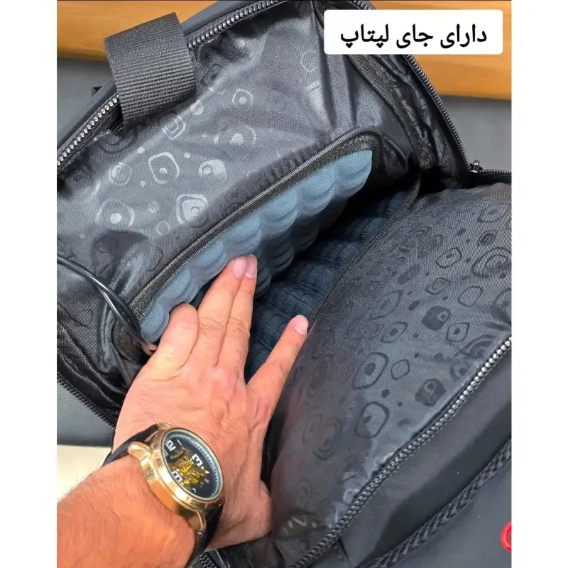 کوله پشتی اسپرت پارچه دیبا خارجی سه خانه لپتاپ دار ضد تعریق - تصویر 17